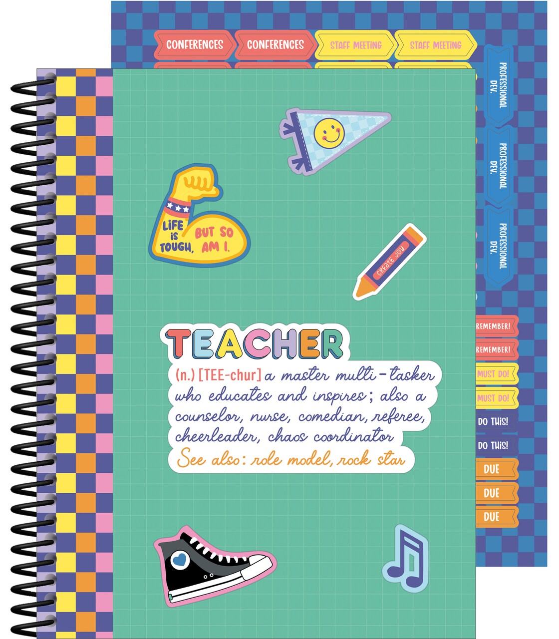 Carson Dellosa We Stick Together Teacher Planner 2025-2026, Undated 8" x 11" Lesson Plan Book With Retro Stickers, Class Schedule, Weekly Calendar, Homeschool and School Supplies, Classroom Must Haves